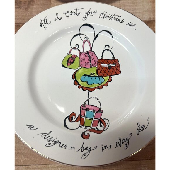 Set Of 4 Rosanna All I Want For Christmas Porcelain Salad Plates - Picture 5 of 7